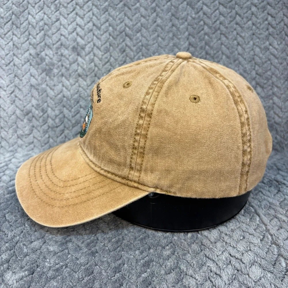 Back to Nature Camper Van Embroidered Dad Hat Beige Washed Cotton Baseball Cap